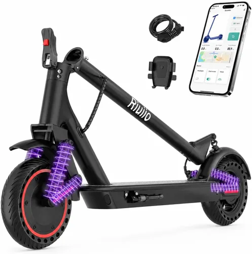 Miniatura 12 de Patinete eléctrico, motor de 350 W-500 W, 9 MPH a 22 MPH, rango de 10-41 millas, suspensión doble, freno dual, control de aplicación, scooter Naranja