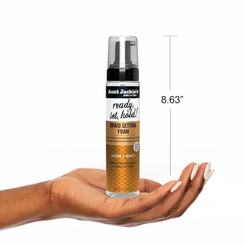 Miniatura 8 de Aunt Jackie's Curls & Coils Braid + Twist Collection Ready, Set, Hold Braid Setting Foam with Extra Firm Hold, 8.5 fl oz