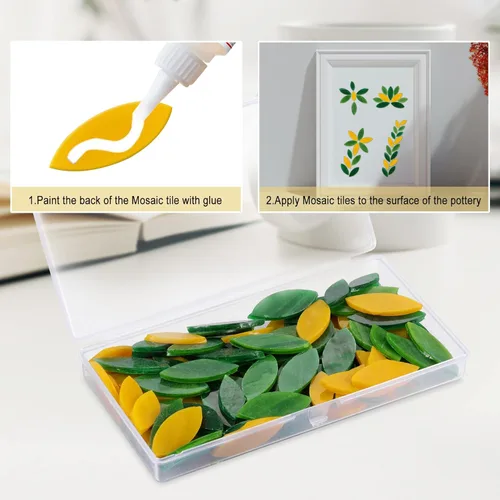 Miniatura 5 de Yoption 100 azulejos de mosaico de pétalos, azulejos cortados a mano con hojas de flores de vidrio para arte y decoración del hogar
