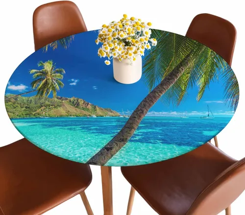 Miniatura 22 de Mantel de ajedrez blanco y negro con cuadrículas redondas, planos, abstracto, impermeable, lavable, para mesa de comedor ajustable de 40 a 44