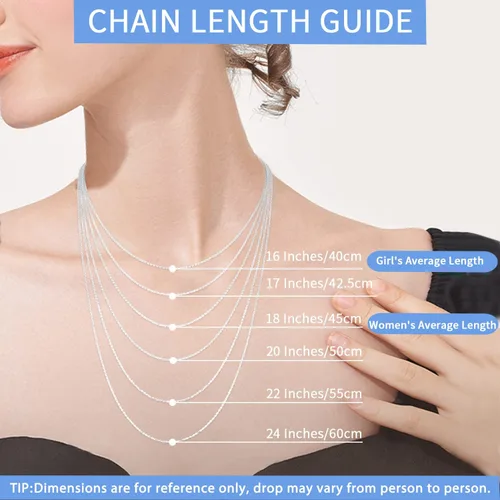 Miniatura 4 de Jewlpire 18k Gold Over 925 Sterling Silver Chain Necklace for Women Girls, 1.3mm Cable Chain Super Sturdy & Shiny Women's Chain Necklace
