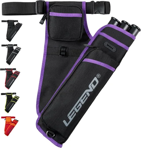 Miniatura 11 de LEGEND First Archery - Funda para flechas, carcaj de cadera con cinturón ajustable y 3 tubos de flecha, material de nailon duradero con ranura en T