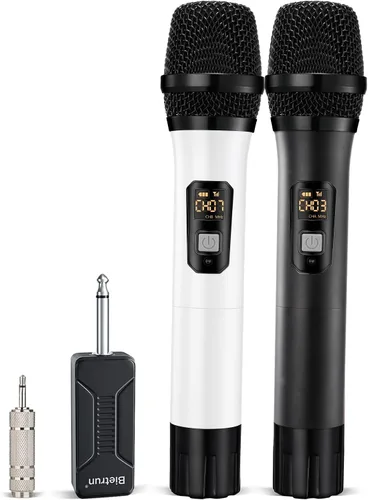 Miniatura 14 de Bietrun Micrófono Inalámbrico XLR, Conjunto de Micrófono Dinámico de Metal Portátil Dual UHF con Receptor Recargable, Adaptador XLR a 1/4