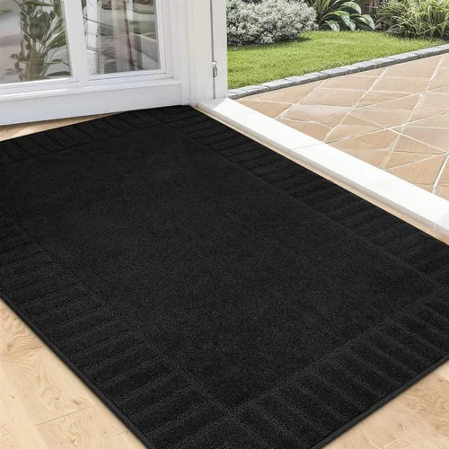 Miniatura 29 de BEQHAUSE Alfombra Antideslizante para Puerta Principal Alfombra Lavable de Bajo Perfil para Entrada Alfombras para Puerta Principal Trampa para Negro