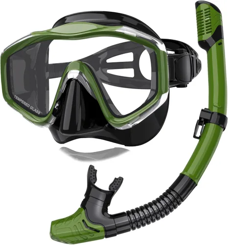 Máscara de snorkel para adultos, juego de esnórquel seco, equipo de esnórquel para adultos, máscara panorámica de natación de vista amplia,