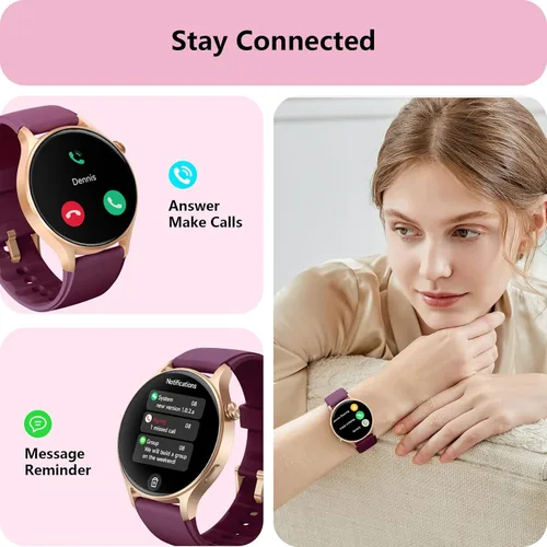 Miniatura 4 de Reloj inteligente para mujeres, responder/hacer llamadas, pantalla ultra clara AMOLED de 1.32 pulgadas, rastreadores de fitness con monitor