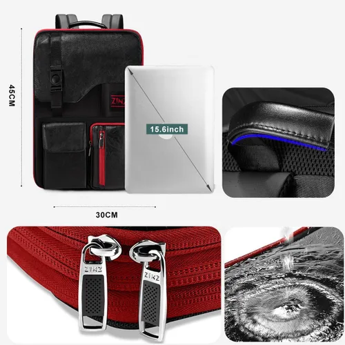 Miniatura 6 de ZINZ Mochila para laptop de 15, 15.6 y 16 pulgadas, mochila expandible para computadora con múltiples bolsillos, antirrobo, mochila de viaje