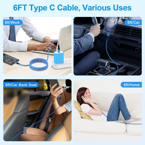 Miniatura 7 de Cable de carga rápida para Samsung Galaxy S26 Ultra A17 Z Fold7 Z Flip7 FE S25 Edge S25 S25+ A36 A16 5G S24, cable de carga Android de 6 pies tipo