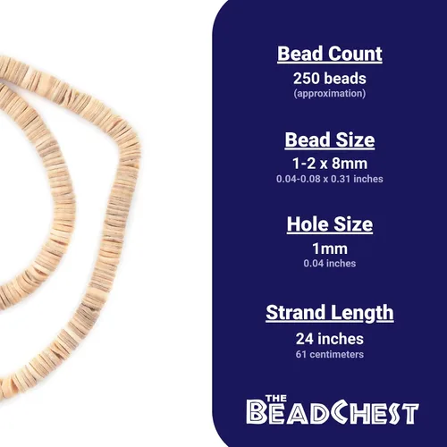 Miniatura 4 de TheBeadChest - Cuentas Heishi de concha natural beige (0.315 in)