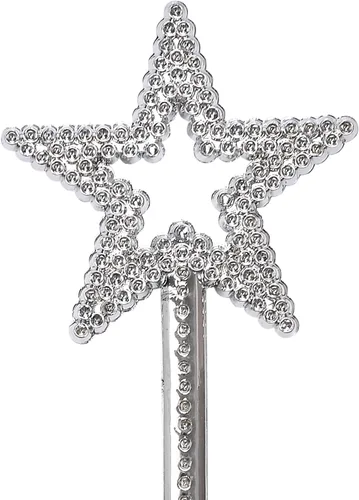 Miniatura 6 de Paquete de 2 varitas de estrella plateadas, varitas de corona, varitas de hadas de princesa, palos mágicos para niñas, cumpleaños, fiesta, Halloween