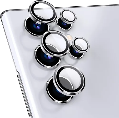 Miniatura 16 de Bling - Protector de lente de cámara para Samsung Galaxy S22 Ultra solamente, cubierta de anillo de lente de ajuste completo con película de Negro