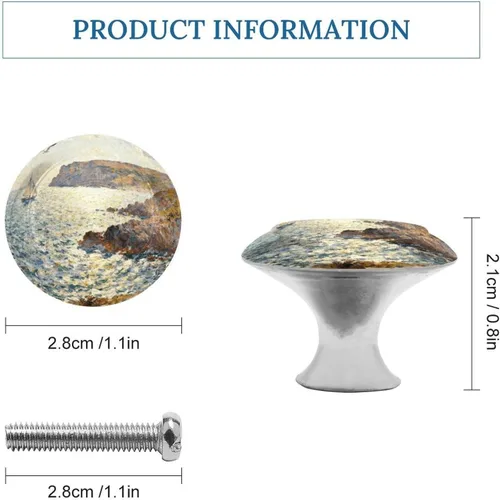 Miniatura 2 de Cap Negre Watercolor Drawer Pulls Modern Stainless Steel Door Handle Round Cabinet Knobs Exquisite Drawer Knobs Fashion Cabinet Handles Closet Door