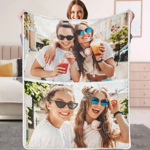 Miniatura 10 de Manta personalizada con texto fotográfico, manta personalizada con mis propias imágenes para Navidad, familia, mamá, papá, perro, hermanas, amigos