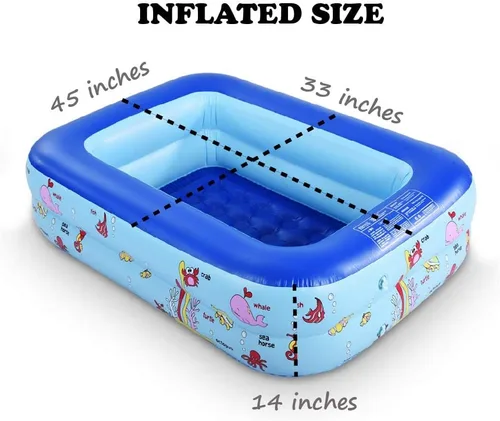 Miniatura 3 de Piscina inflable para niños, 45 x 33 x 14 pulgadas, piscina infantil con suelo suave inflable, bañera inflable Ocean World para interiores