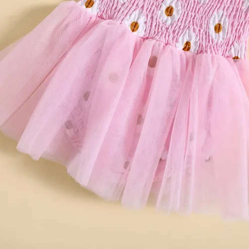 Miniatura 7 de Ropa de verano para bebé recién nacida, sin mangas, con estampado de margaritas, vestido de princesa con diadema