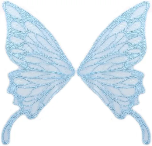 Miniatura 21 de 5 pares de alas de hada coser en parches de encaje de mariposa apliques de tul organza tela alas bordado cuello escote adornos bricolaje ropa Blanco