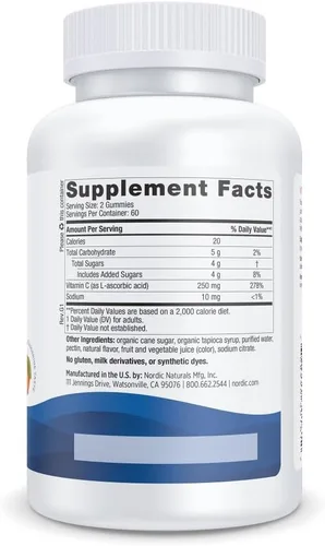 Miniatura 2 de Gomitas de vitamina C de Nordic Naturals, las gomitas masticables de mandarina proporcionan la dosis diaria de los nutrientes esenciales