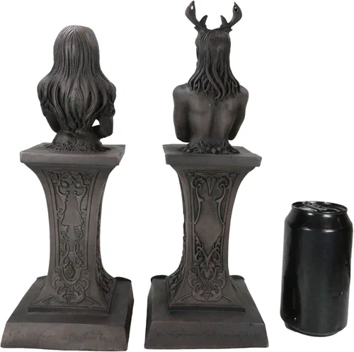 Miniatura 7 de Ebros Neopaganismo Wicca Estatua de deidad primaria con la luna creciente femenina Triple Diosa Bustos en pedestal Figura Wicca Decoración del hogar