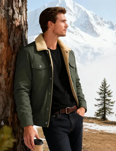 Miniatura 3 de MAGCOMSEN - Chaquetas de invierno para hombre, gruesas, con forro polar térmico, chaquetas forradas de algodón cálido tipo sherpa, con múltiples