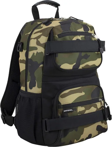 Eastsport Mochila de viaje para monopatín con doble correa, bolsa para computadora portátil, diseño multideportivo para hombres y mujeres, camuflaje