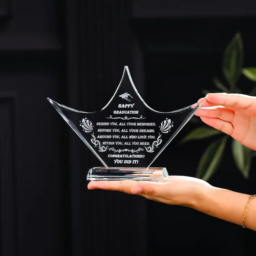 Miniatura 2 de Movdyka Regalo de graduación para ella y él 2026 único – Corona de cristal grabada para clase de 2026 regalos – Ideas de regalo de graduación