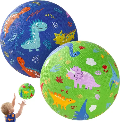 PlayZap Paquete de 2 pelotas de juego para niños pequeños, pelotas de dinosaurio para niños de 3 a 12 años, bolas de goma inflables de 8.5 pulgadas
