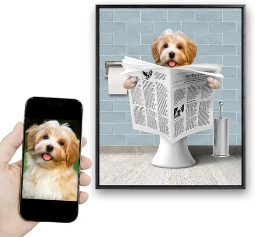 Miniatura 21 de Fotos personalizadas de mascotas en lienzo para pared Arte de baño personalizado Lindo perro gato en bañera Impresiones, divertidos animales Foto
