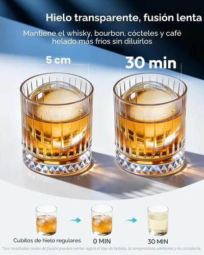 Miniatura 3 de EUHOMY Encimera para hacer bolas de hielo de 2 pulgadas, 4 piezas listas en 40 minutos, 144 unidades/día, máquina de hielo de esfera autolimpiante