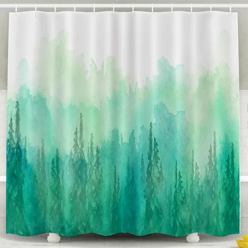 Miniatura 15 de CAPSCEOLL Tree Forest Nature - Cortina de ducha con diseño de árbol en el bosque, cortina de baño para baño, tela de poliéster impermeable, 66 x 72