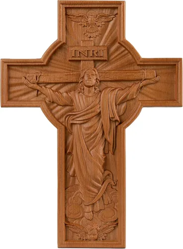 Miniatura 10 de BGCOPPER Cruz de pared de Jesús, crucifijo de madera hecha a mano para decoración de pared para el hogar, habitación navideña, regalo de Navidad