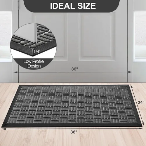 Miniatura 2 de Mibao Tapete para puerta delantera, resistente y duradero, tapete de bienvenida para interiores y exteriores, atrapador de suciedad, impermeable