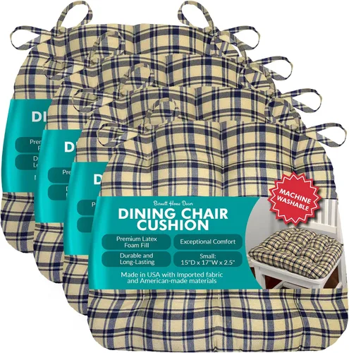 Miniatura 34 de Barnett Almohadilla para silla de comedor con lazos. Gamuza microfibra, microgamuza, reversible, relleno de espuma de látex, se puede lavar a Negro