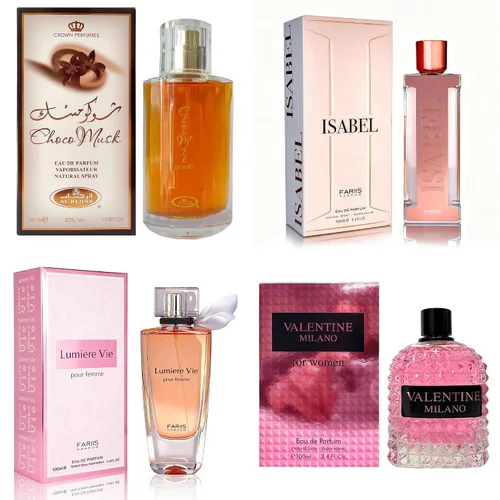 Miniatura 47 de AFLUXE Set de perfume para mujer, 4 piezas, colección Eau De Parfum de larga duración, almizcle Choco/Milano Mujer/6pm Rosa/7AM Fresh