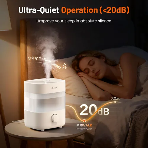 Miniatura 2 de Humidificadores para dormitorio, tanque de 2 L para 15 horas, tiempo de niebla silenciosa de 20 dB, boquillas dobles, apagado automático, rotación