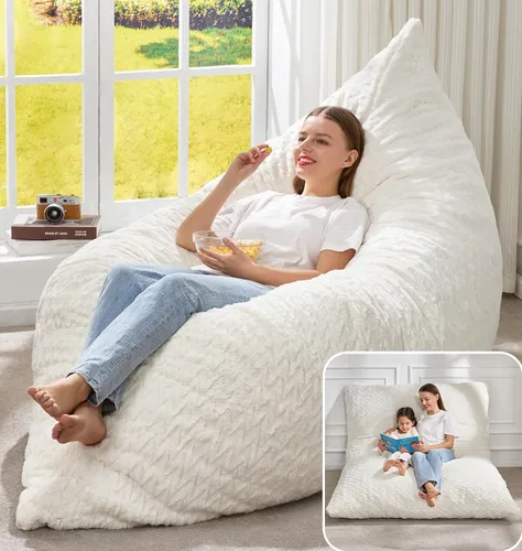 Miniatura 25 de Hobestluk Silla Puf 3 en 1, Sillas Puf Gigantes para Adultos con Cubierta de Burbujas, Cojín de Suelo Convertible con Cubierta Lavable a Máquina