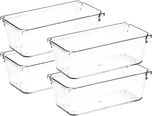 Miniatura 12 de Paquete de 4 organizadores de cajones, contenedores de almacenamiento de acrílico transparente de 6 x 9 pulgadas con almohadillas antideslizantes