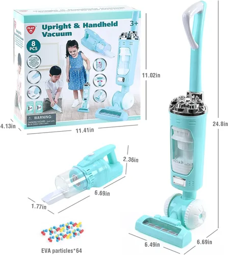 Miniatura 8 de Set de juguete de aspiradora para niños para niños pequeños - 2 piezas de juguete de aspiradora para niños pequeños de 3+ años con efectos de Verde