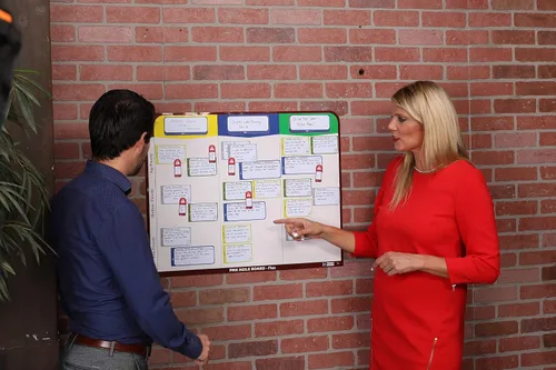 Miniatura 8 de Tablero Kanban magnético de 3 columnas, kit de pizarra blanca flexible Scrum, kit ágil, 47 tarjetas Kanban magnéticas, juego de tarjetas Scrum.