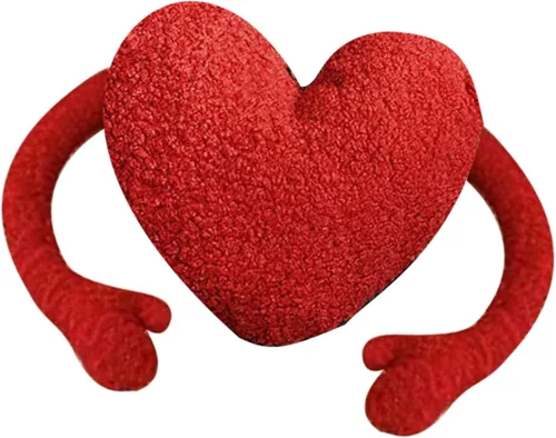 Almohada de corazón rojo, cojín de brazos de dibujos animados con brazos largos para decoración de dormitorio, regalo de San Valentín (simétrico en