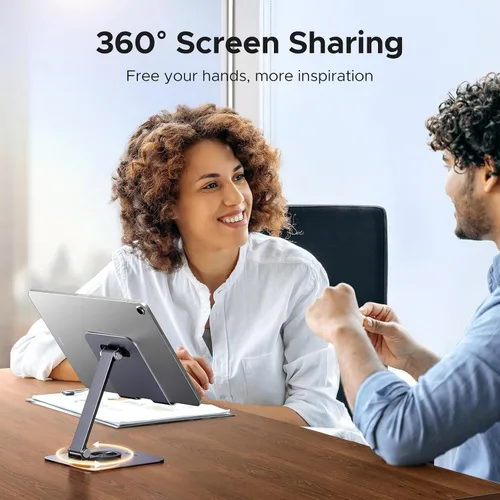 Miniatura 2 de UGREEN Soporte para tablet para escritorio con base giratoria de 360°, soporte de aluminio ajustable de múltiples ángulos, accesorios para el hogar