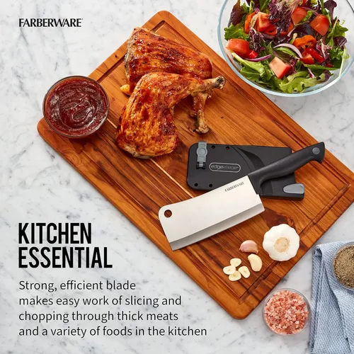 Miniatura 5 de Farberware Edgekeeper – Cuchillo de carnicero de 15 cm con cubierta autoafilable, cuchillo de cocina de acero inoxidable de alto carbono con mango