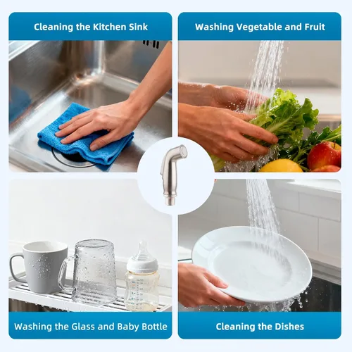 Miniatura 5 de Pulverizador lateral universal de cocina compatible con grifo Moen, reemplazo del rociador de grifo de fregadero de cocina con Níquel cepillado