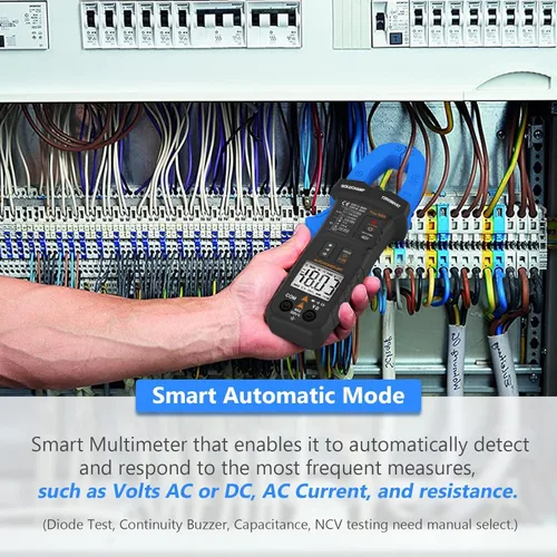 Miniatura 3 de Abrazadera digital 6000 cuentas, multímetro TRMS de rango automático mide voltaje CA/CC, resistencia, capacitancia, continuidad, diodo, NCV