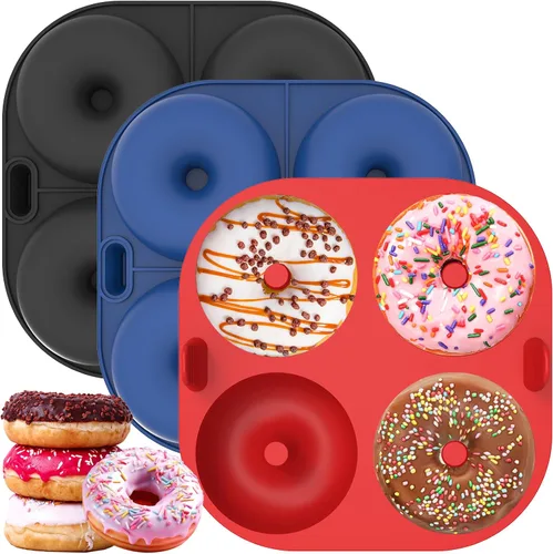 Miniatura 8 de Webake Molde de silicona para freidora de aire para hornear, moldes de donas antiadherentes de 4 cavidades, sin BPA, apto para lavavajillas, juego
