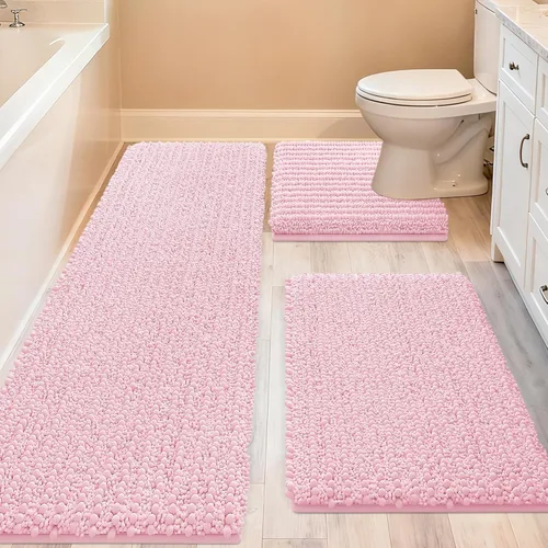 Miniatura 41 de ACCUMTEK - Juego de 2 alfombras de baño de lujo en color beige de 32"x20"+24"x17", alfombras de baño ultra suaves y gruesas absorbentes, alfombra