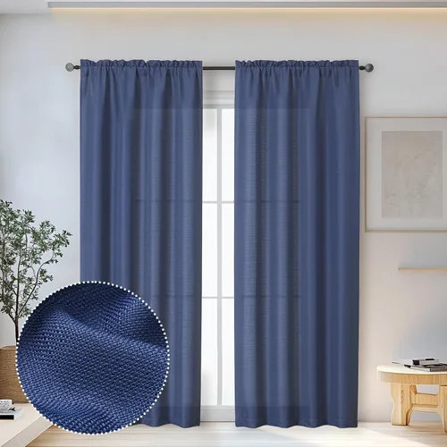 Miniatura 45 de OWENIE Bob Juego de 2 Paneles de Cortinas Negras de Cocina para Ventanas de 36 Pulgadas de Largo, Cortinas Cortas de Café con Textura de Lino