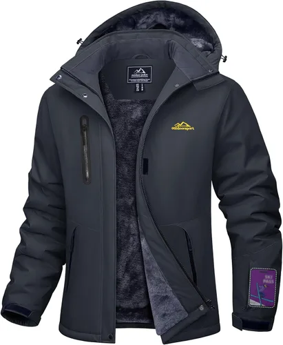 Miniatura 10 de MAGCOMSEN Abrigos de invierno para mujer, impermeables, aislados, para nieve, esquí, capucha, forro polar, cálido, montaña, snowboard, cortavientos