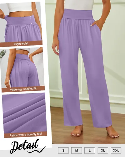 Miniatura 79 de Neer - Conjunto de 3 pantalones de yoga de pierna ancha para mujer - Pantalones deportivos cómodos, holgados, de cintura alta y casuales