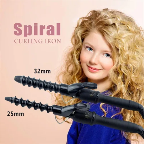 Miniatura 5 de Rizador de pelo en espiral de 1 pulgada, pinzas en espiral para cabello largo/medio, rizador de pelo con pantalla LCD, rizador de cerámica de onda