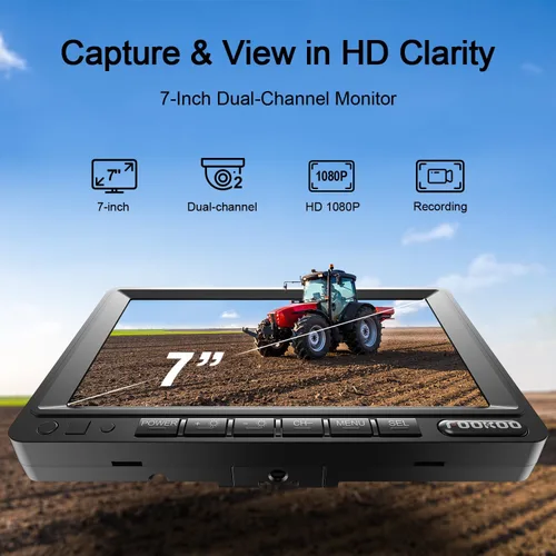 Miniatura 2 de Fookoo Sistema de cámara de respaldo con cable HD 1080P de 7 pulgadas, cámara de visión trasera impermeable IP69 a prueba de vibraciones, visión